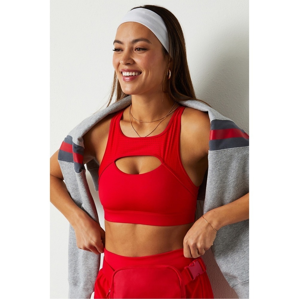 Fabletics‎ Red Keyhole Cutout Racerback Sports Bra Athletic Workout Size M gym